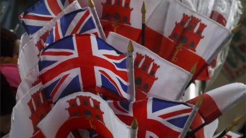 Gibraltar and UK souvenir flags