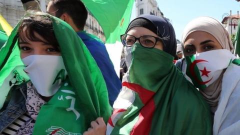 Algerian protesters during a protest against extending President Abdelaziz Bouteflika"s mandate, in Algiers, Algeria, 15 March 2019.