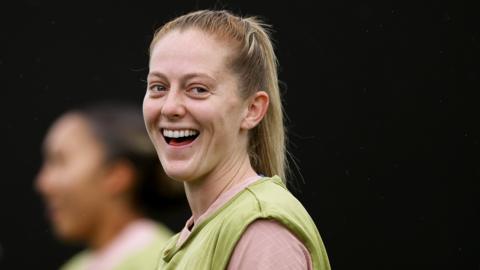 Keira Walsh smiling during training