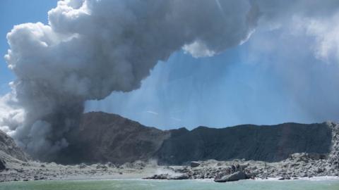 Plume of smoke from volcano