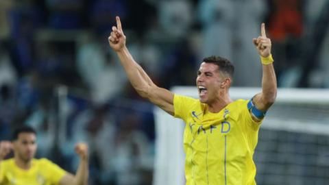 Cristiano Ronaldo celebrates as Al-Nassr win the Arab Club Champions Cup