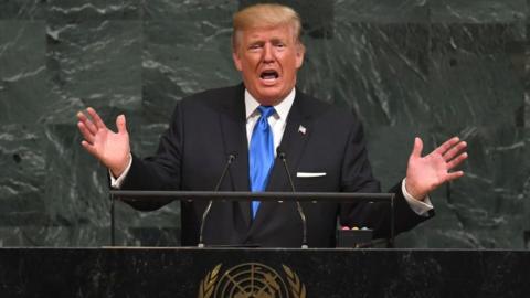 US President Donald Trump addresses the 72nd Annual UN General Assembly in New York