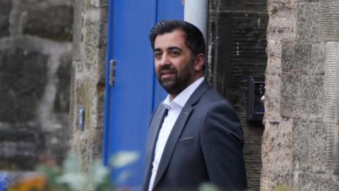 Humza Yousaf leaving Bute House following his resignation