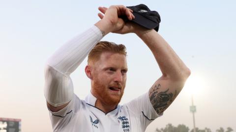Ben Stokes claps as he walks off the pitch after winning a Test match against Pakistan