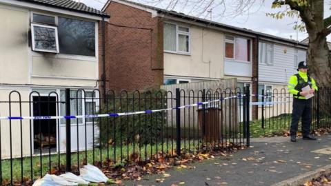 Police cordon at flat