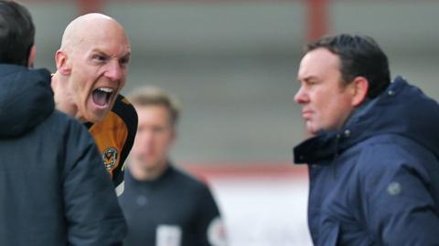 Kevin Ellison confronted former manager Derek Adams after scoring