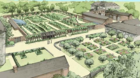 An artist's impression of how the restored walled garden at Trelissick could look