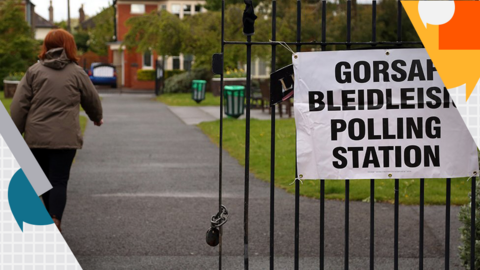 A woman walking to the polling station