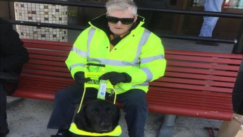 Rex Bowers and his guide dog