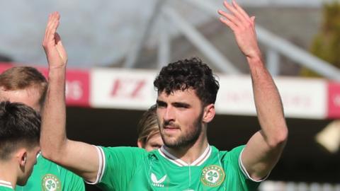 Tom Cannon celebrates after scoring on his Republic of Ireland Under-21 debut in March