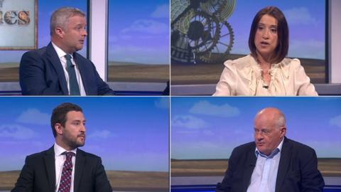 Four of the candidates seeking to be the new MP for Brecon and Radnorshire: Clockwise - Chris Davies, Conservative Party; Jane Dodds, Liberal Democrat Party; Tom Davies, Labour Party; Des Parkinson, Brexit Party