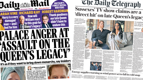 Daily Mail and Telegraph front page