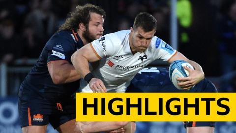 Michael Collins being tackled for Ospreys