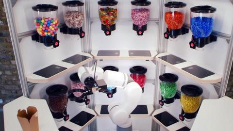 A robot dispensing sweets