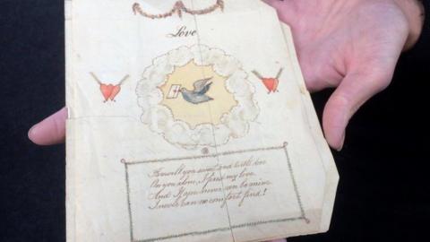 Valentine card dating back to circa 1790