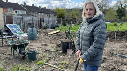 Carly Burd at her allotment in Harlow