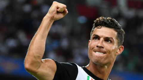 Cristiano Ronaldo celebrates scoring a goal for Juventus