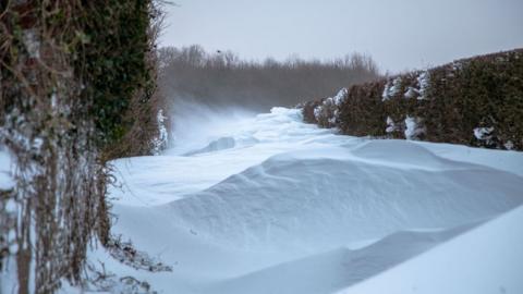 That's a lot of snow! The drift in Wick, Vale of Glamorgan, captured by Ellis Evans