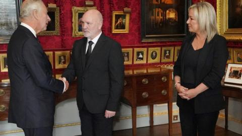 King Charles meeting Alex Maskey and Michelle O'Neill