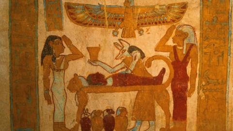 Painted wall in Egyptian tomb