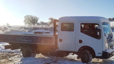 Stolen Skye Marquees truck with its owners in the cab