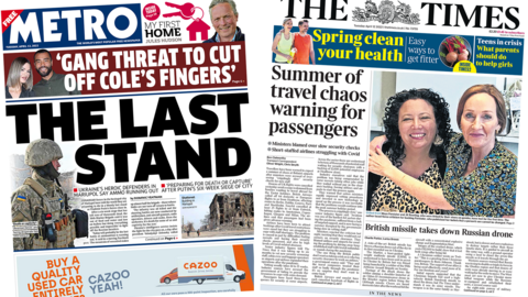 The Metro's headline reads 'The Last Stand', while the Times warns of a 'summer of travel chaos'