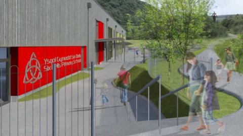 An artist's impression of Six Bells Primary School