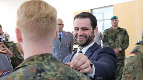 Zsolt Balla meeting soldiers in Germany