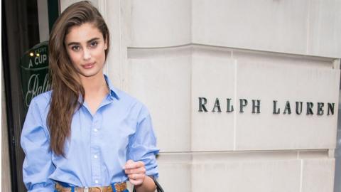Model Taylor Marie Hill is seen leaving Ralph Lauren Spring/Summer 2019 fashion show during New York Fashion Week.