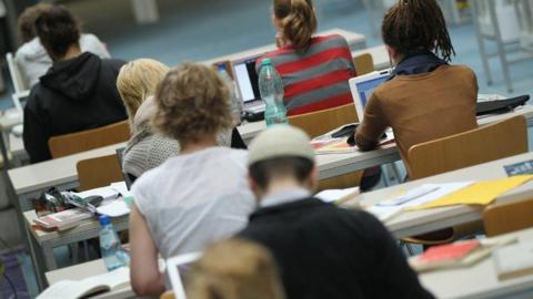 Students in library