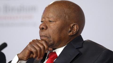 This file photo taken on October 15, 2012 shows former president of Botswana, Sir Ketumile Masire, member of the prize committee of the Mo Ibrahim Foundation, attending the announcement of the 2012 Ibrahim Prize for achievement in African Leadership in London