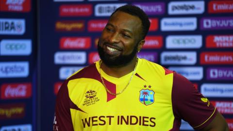 West Indies all-rounder Kieron Pollard smiles