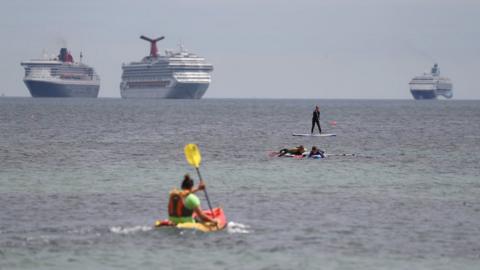 Cruise ships off the coast of Portland