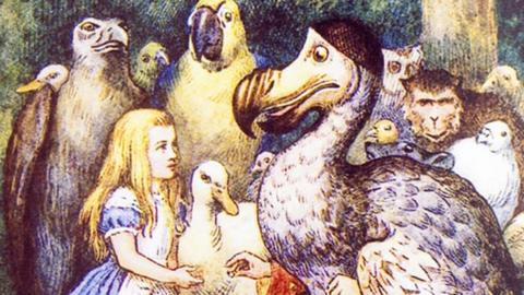 Alice and a dodo from Alice In Wonderland