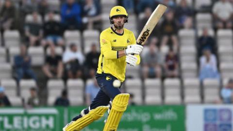 James Vince watches his shot 