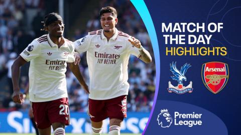 Arsenal's Noni Madueke and Piero Hincapie celebrate a final day victory over Crystal Palace at Selhurst Park