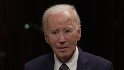 Image shows Joe Biden being interviewed by Nick Robinson