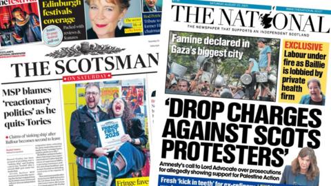 The Scotsman and The National front pages