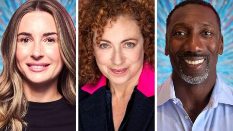 Composite picture of promorional photos of Dani Dyer, Alex Kingston and Jimmy Floyd Hasselbaink