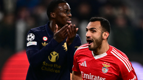 Benfica forward Vangelis Pavlidis celebrates