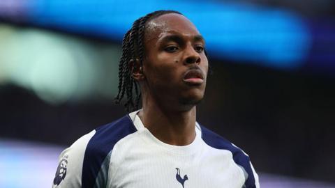 Mathys Tel looks on during match