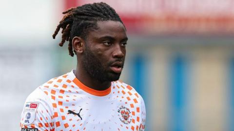 Blackpool's Kylian Kouassi during the League One match between Carlisle United and Blackpool.