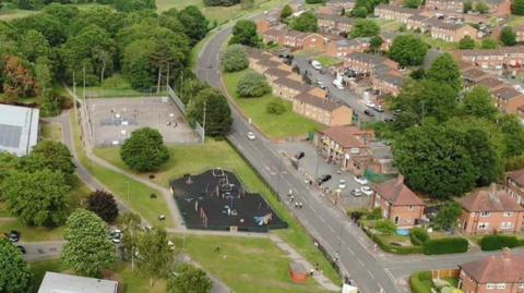 Aerial view of Southglade Park, image supplied by Nottinghamshire Police