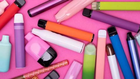 Disposable vapes - brightly coloured plastic tubes