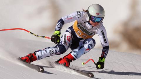 Tereza Nova during a downhill skiing event