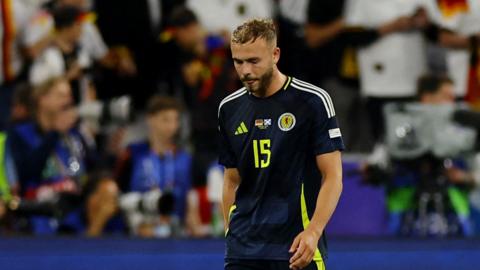 Scotland defender Ryan Porteous was sent off against Germany