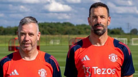 Ruud van Nistelrooy (right) scored 150 goals for Man Utd as a player