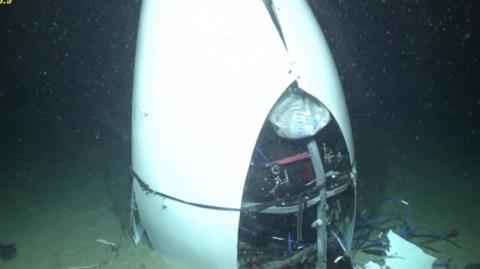 Picture shows Titan submersible's tail cone on the sea floor