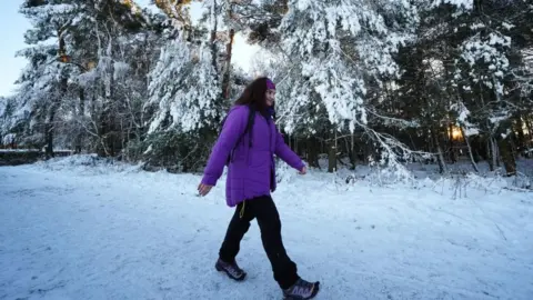 A walker in the Pentland Hills, Balerno, Edinburgh, on 3 January 2025