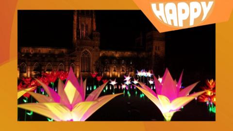 Lights infront of a church